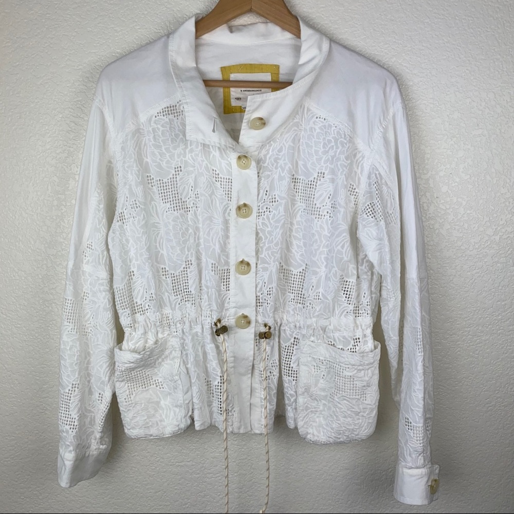 Anthro White Eyelet Lace Anorak Jacket - Picture 6 of 16